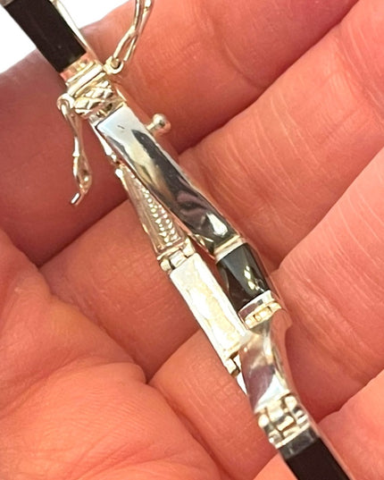 Sterling silver 925 Black onyx link tennis bracelet