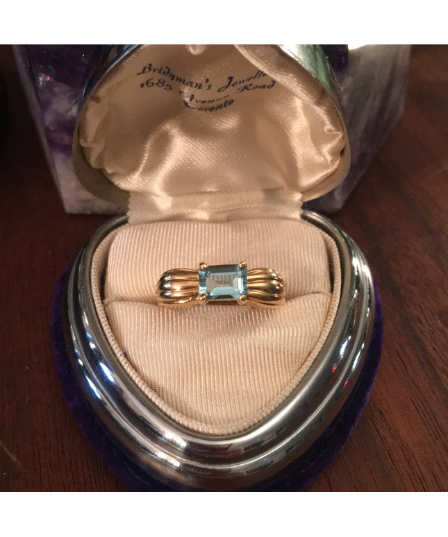 14k gold Emerald cut Aquamarine ring
