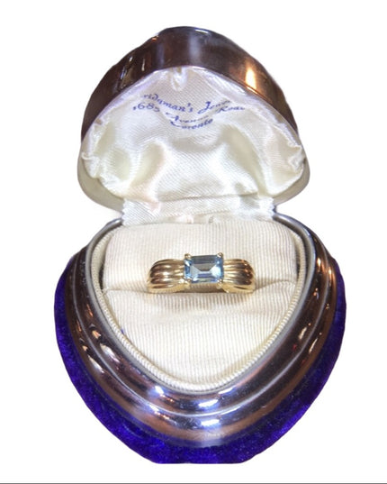 14k gold Emerald cut Aquamarine ring