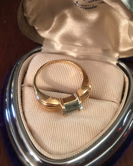 14k gold Emerald cut Aquamarine ring
