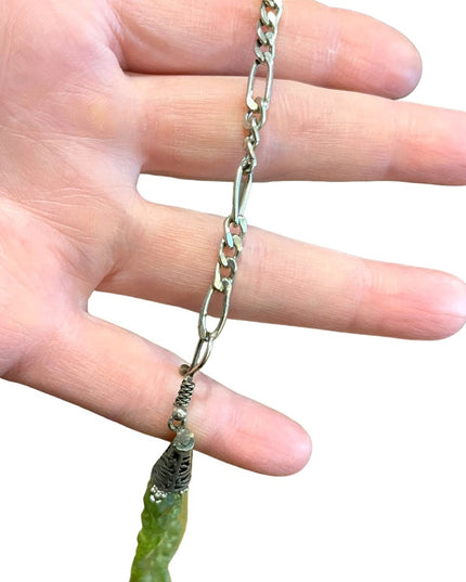 Silver Bali style Rough faceted PERIDOT 4 strand bead necklace Balenisian
