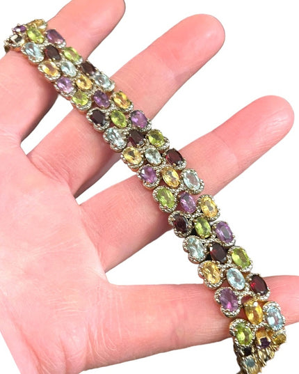 PAJ BB Genuine Gemstone Garnet topaz amethyst peridot citrine tennis bracelet