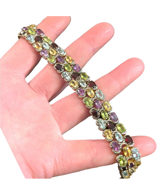 PAJ BB Genuine Gemstone Garnet topaz amethyst peridot citrine tennis bracelet