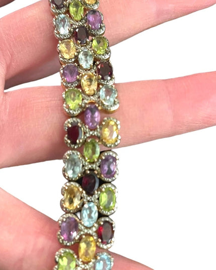 PAJ BB Genuine Gemstone Garnet topaz amethyst peridot citrine tennis bracelet