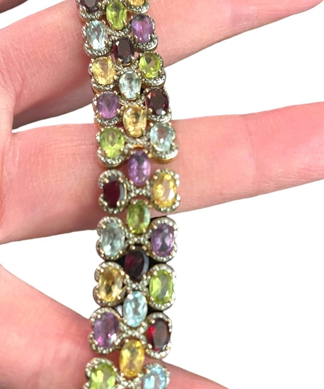 PAJ BB Genuine Gemstone Garnet topaz amethyst peridot citrine tennis bracelet