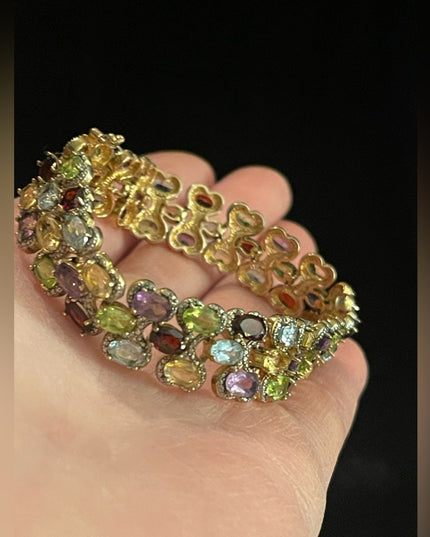 PAJ BB Genuine Gemstone Garnet topaz amethyst peridot citrine tennis bracelet