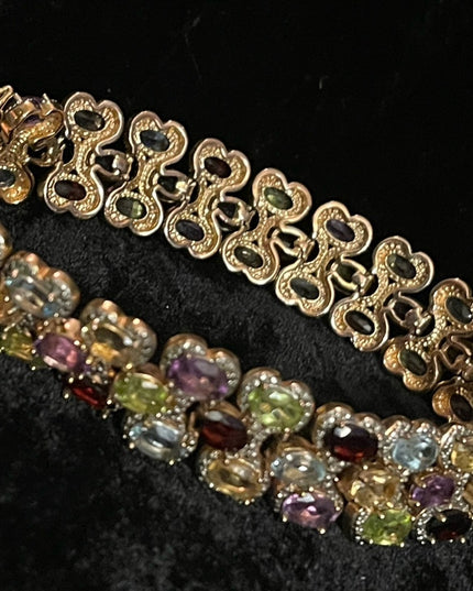 PAJ BB Genuine Gemstone Garnet topaz amethyst peridot citrine tennis bracelet