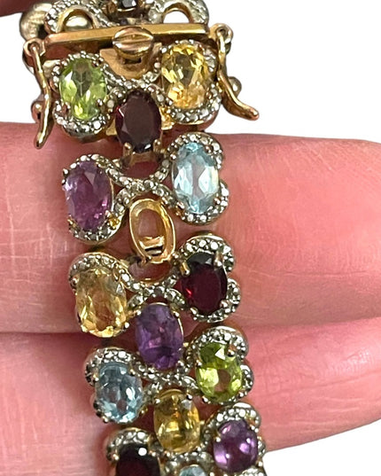 PAJ BB Genuine Gemstone Garnet topaz amethyst peridot citrine tennis bracelet