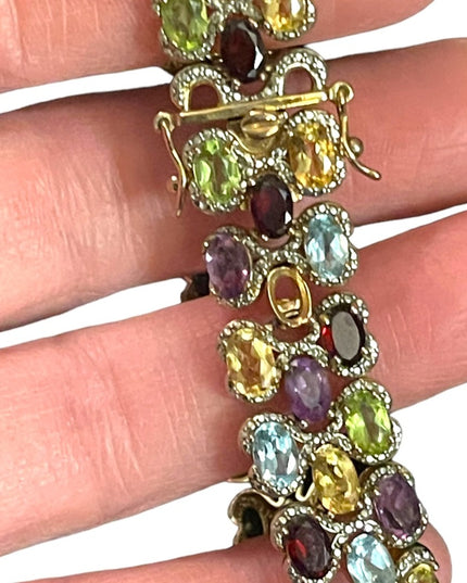 PAJ BB Genuine Gemstone Garnet topaz amethyst peridot citrine tennis bracelet