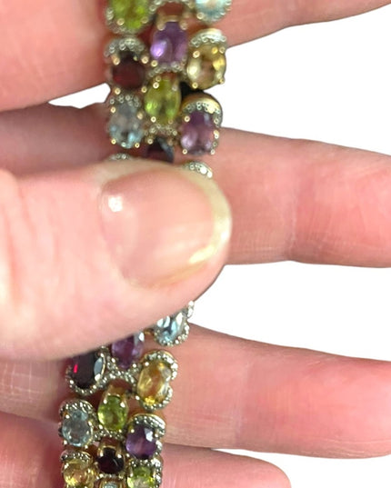 PAJ BB Genuine Gemstone Garnet topaz amethyst peridot citrine tennis bracelet