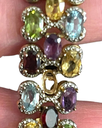 PAJ BB Genuine Gemstone Garnet topaz amethyst peridot citrine tennis bracelet