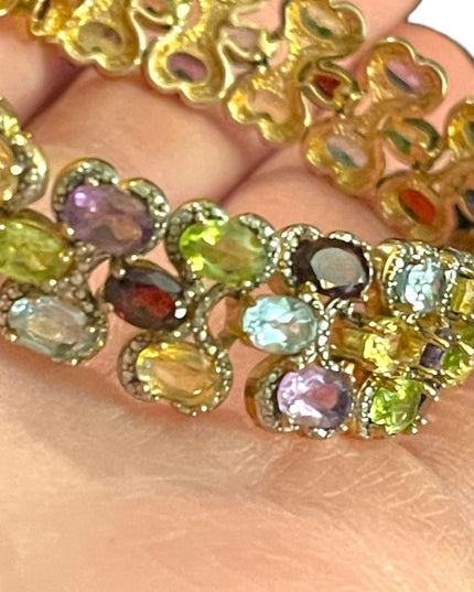 PAJ BB Genuine Gemstone Garnet topaz amethyst peridot citrine tennis bracelet