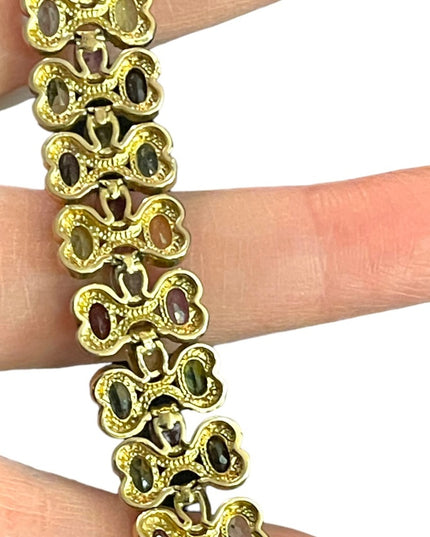 PAJ BB Genuine Gemstone Garnet topaz amethyst peridot citrine tennis bracelet