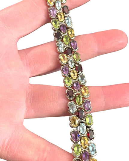 PAJ BB Genuine Gemstone Garnet topaz amethyst peridot citrine tennis bracelet