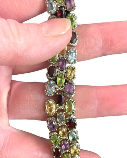 PAJ BB Genuine Gemstone Garnet topaz amethyst peridot citrine tennis bracelet