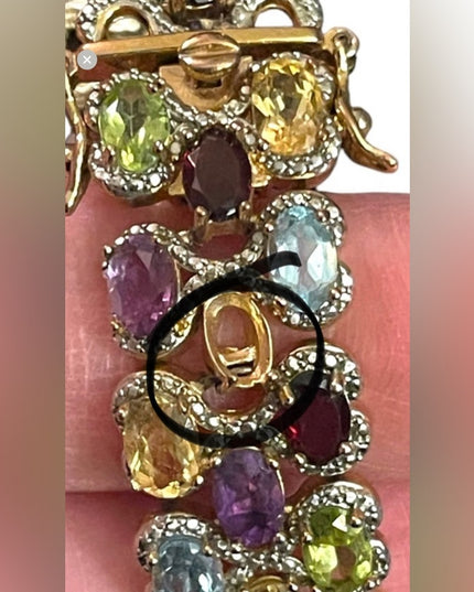 PAJ BB Genuine Gemstone Garnet topaz amethyst peridot citrine tennis bracelet