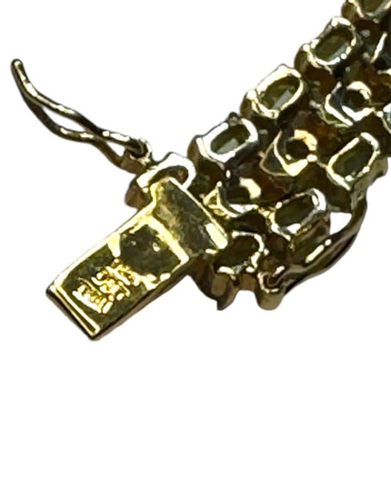 DBJ Dee Berkeley 925 Gold-plated Bracelet with Three Rows of Green Peridot Gem