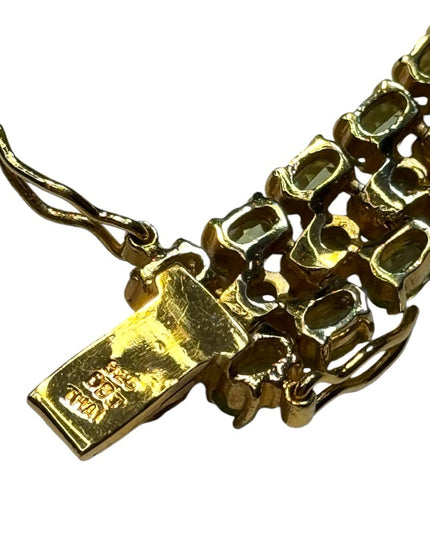 DBJ Dee Berkeley 925 Gold-plated Bracelet with Three Rows of Green Peridot Gem
