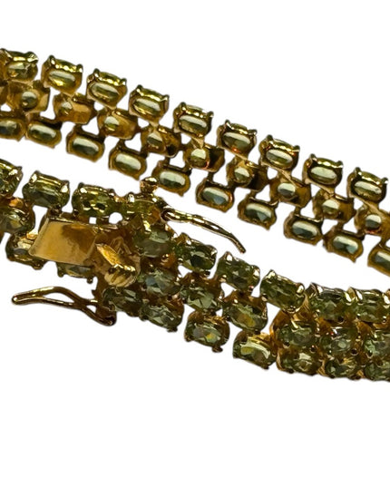 DBJ Dee Berkeley 925 Gold-plated Bracelet with Three Rows of Green Peridot Gem