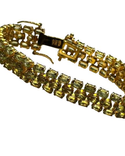 DBJ Dee Berkeley 925 Gold-plated Bracelet with Three Rows of Green Peridot Gem
