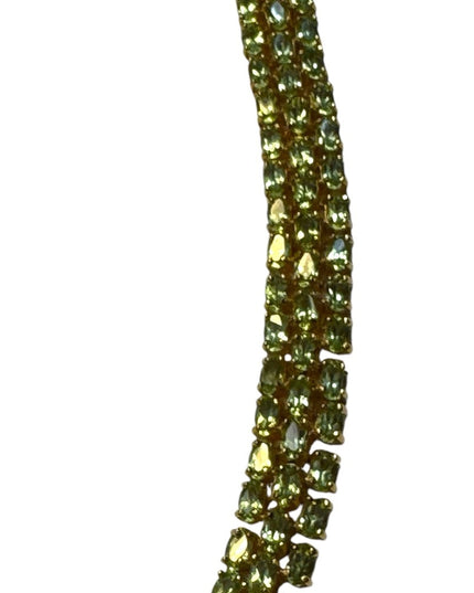 DBJ Dee Berkeley 925 Gold-plated Bracelet with Three Rows of Green Peridot Gem