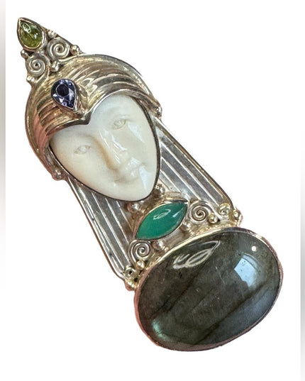 Sajen sterling silver 925 labradorite peridot amethyst GODDESS pendant brooch