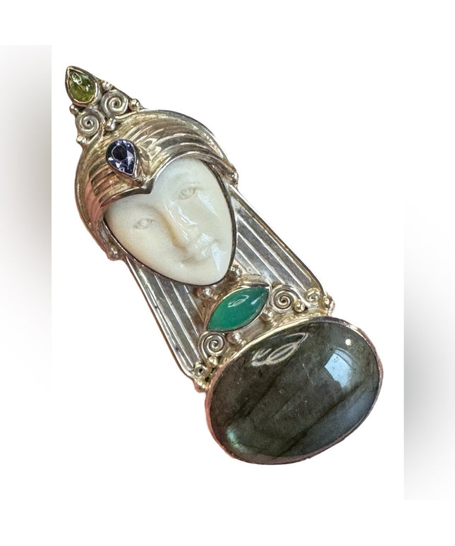 Sajen sterling silver 925 labradorite peridot amethyst GODDESS pendant brooch