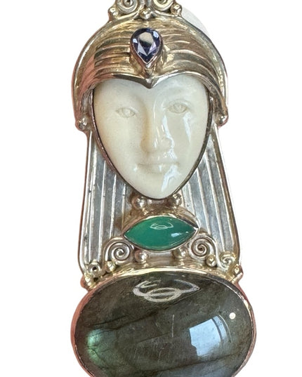Sajen sterling silver 925 labradorite peridot amethyst GODDESS pendant brooch