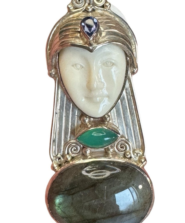 Sajen sterling silver 925 labradorite peridot amethyst GODDESS pendant brooch
