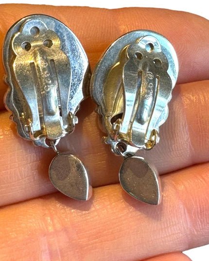 RARE Vintage 1990s LN Sterling silver Sajen Boneface goddess clip on earrings