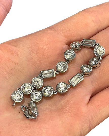 Vintage 1990s Sterling silver 925 CZ bracelet sparkle round link disk