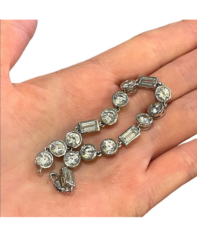 Vintage 1990s Sterling silver 925 CZ bracelet sparkle round link disk