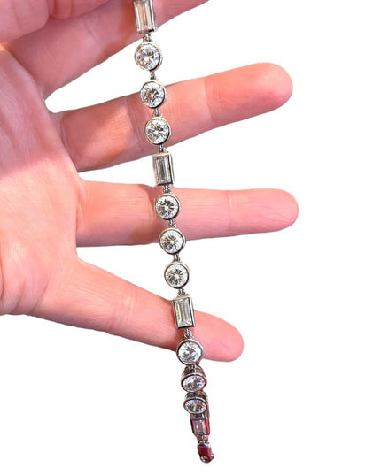 Vintage 1990s Sterling silver 925 CZ bracelet sparkle round link disk