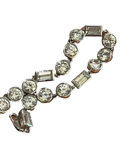 Vintage 1990s Sterling silver 925 CZ bracelet sparkle round link disk
