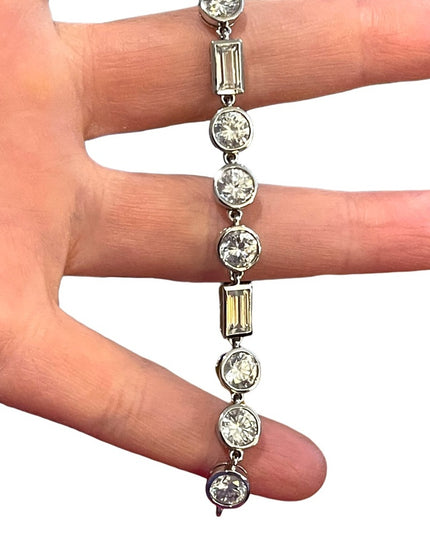 Vintage 1990s Sterling silver 925 CZ bracelet sparkle round link disk