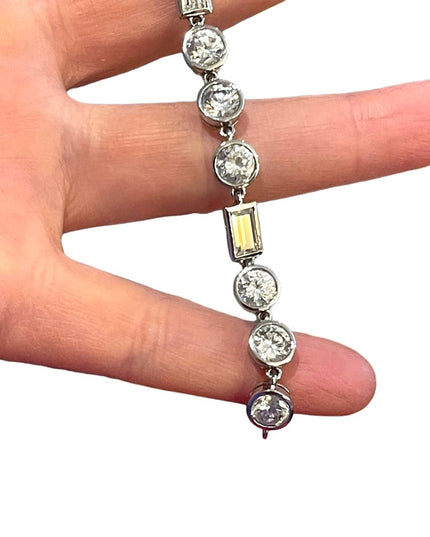 Vintage 1990s Sterling silver 925 CZ bracelet sparkle round link disk