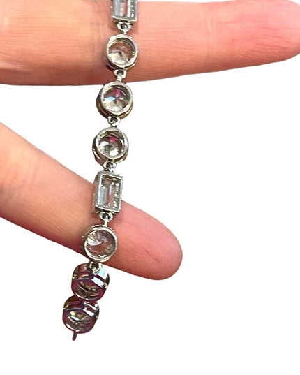 Vintage 1990s Sterling silver 925 CZ bracelet sparkle round link disk