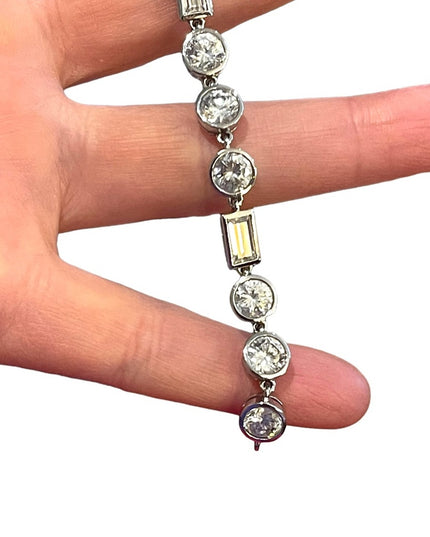 Vintage 1990s Sterling silver 925 CZ bracelet sparkle round link disk