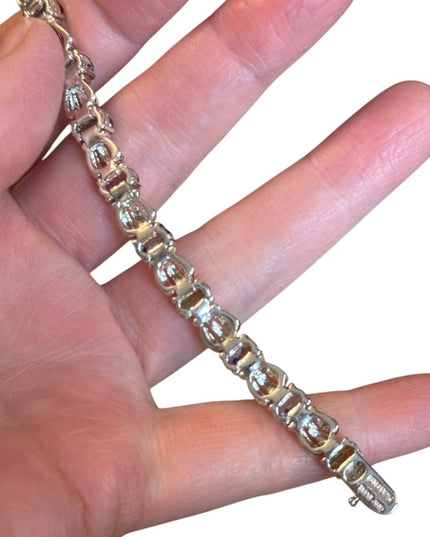 Elegant Sterling Silver 925 Multi Gemstone Bracelet peridot topaz amethyst