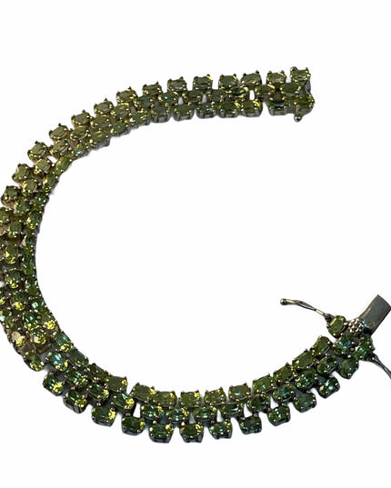 Sterling silver peridot thick heavy bracelet