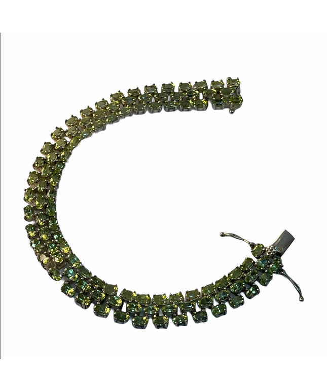 Sterling silver peridot thick heavy bracelet