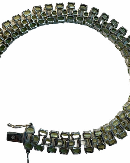 Sterling silver peridot thick heavy bracelet