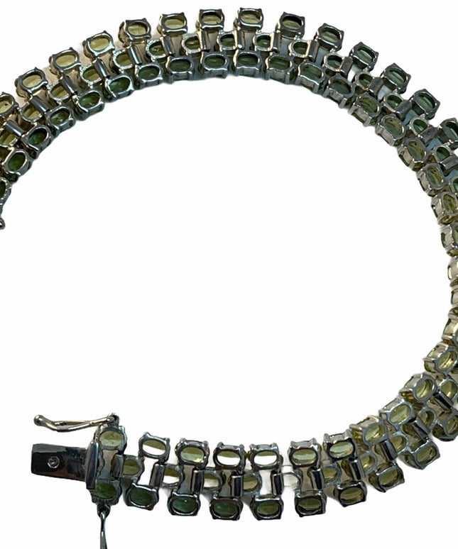 Sterling silver peridot thick heavy bracelet