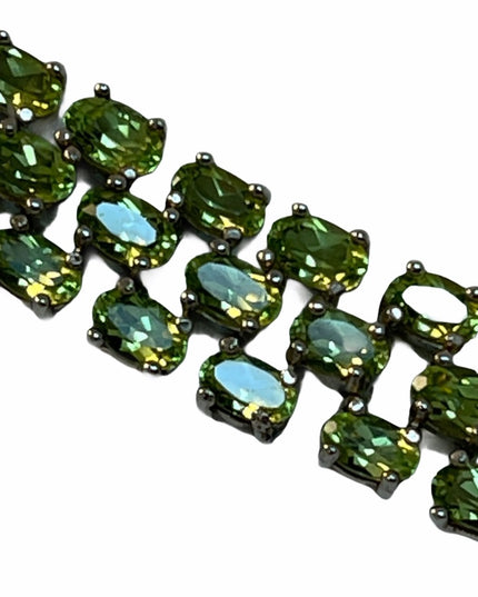 Sterling silver peridot thick heavy bracelet