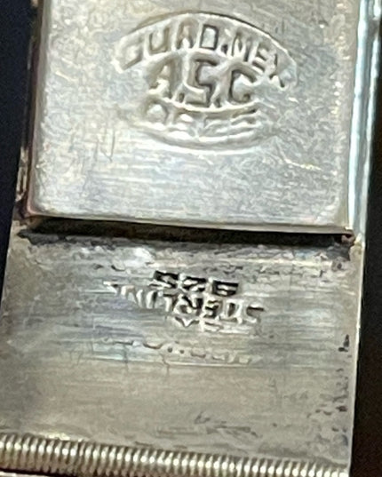 Vintage Sterling silver 925 GUADMEX ASC carved Mayan Aztec bracelet