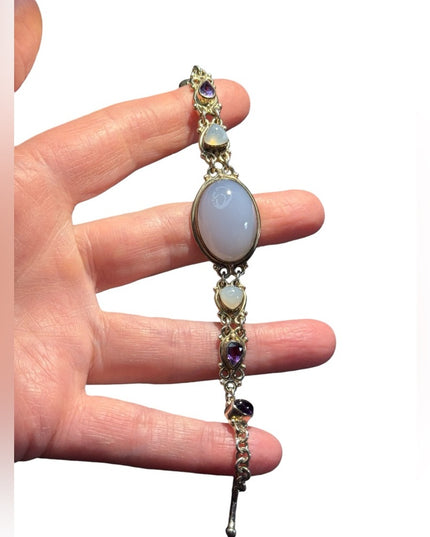 Sajen sterling silver 925 blue lace agate moonstone amethyst BALI bracelet