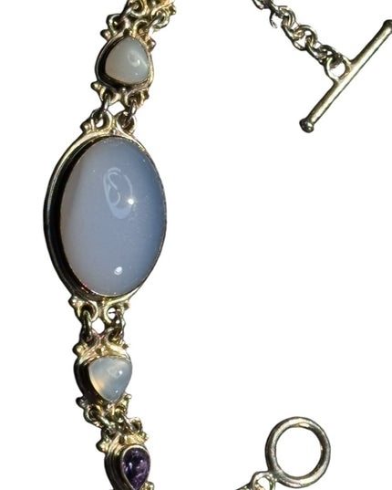 Sajen sterling silver 925 blue lace agate moonstone amethyst BALI bracelet