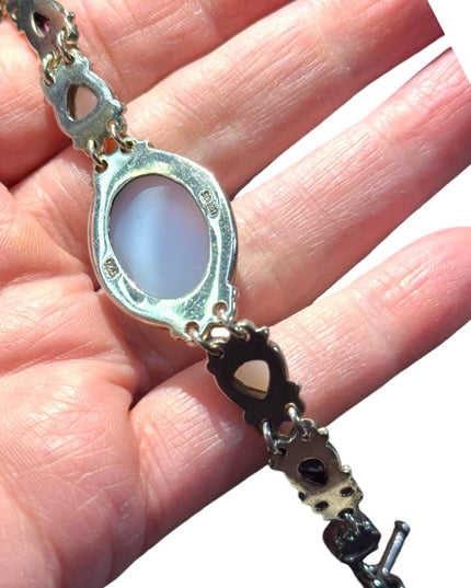 Sajen sterling silver 925 blue lace agate moonstone amethyst BALI bracelet