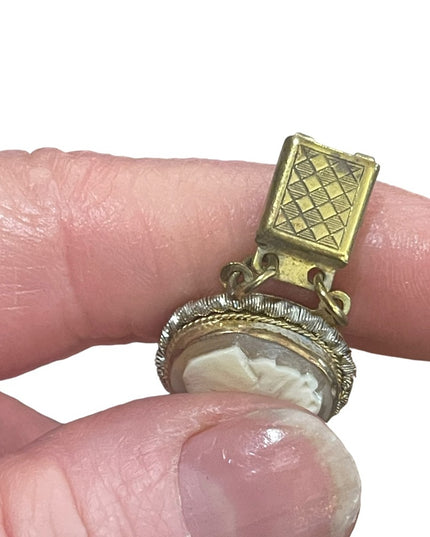Vintage silver gold wash shell cameo ornate link bracelet