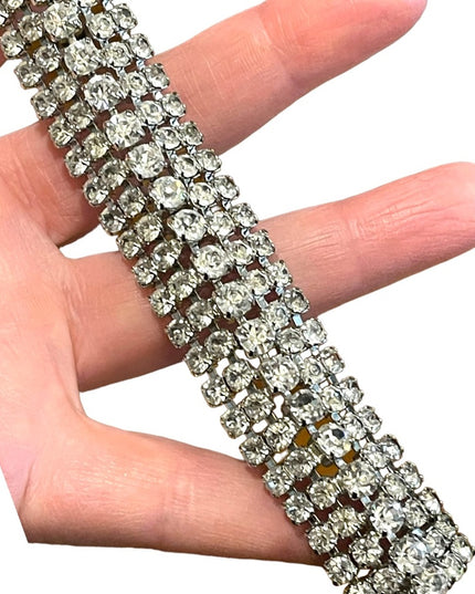 Vintage Silver finish Sparkle WEISS crystal rhinestone chunky statement bracelet
